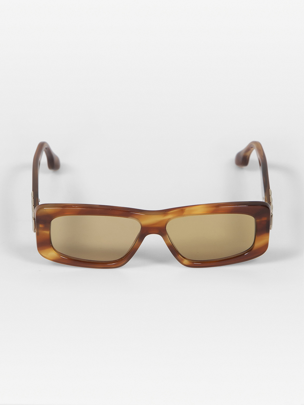 Victoria Beckham Brown Striped Rectangular Sunglasses