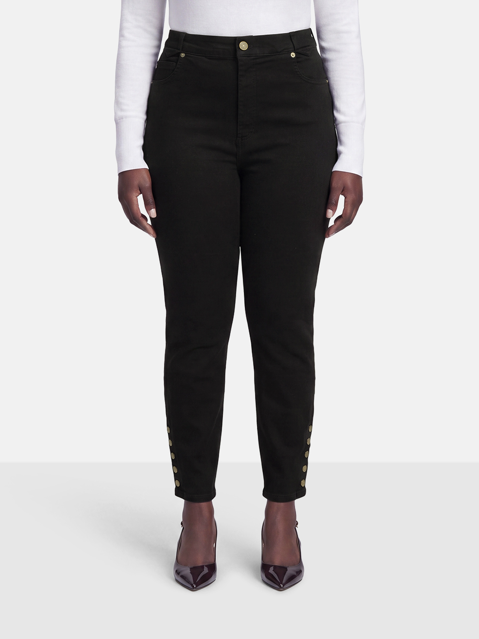 FRAME Black The Snapped Denim Legging