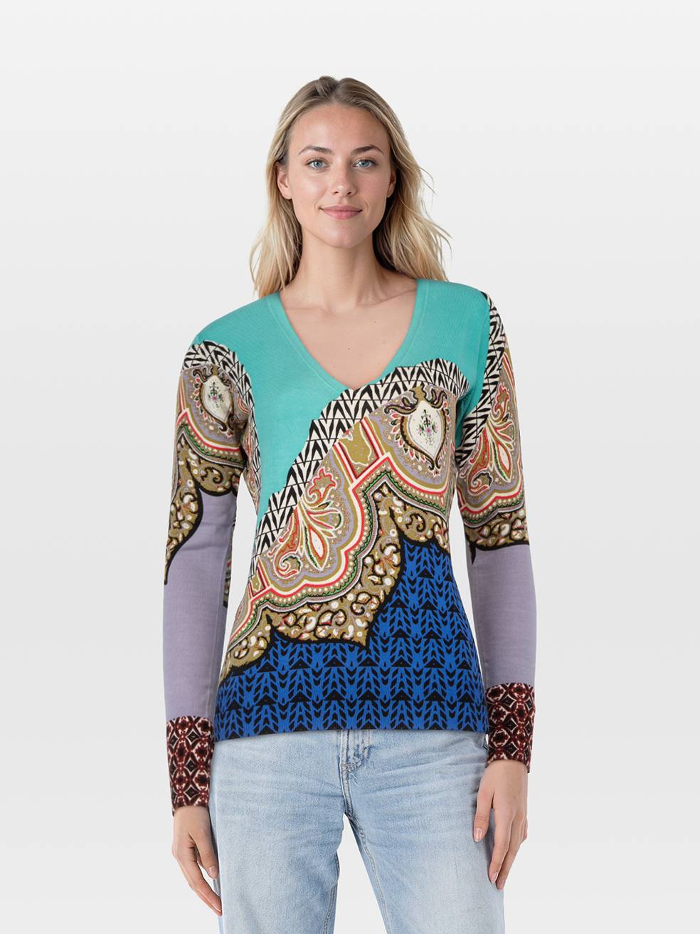 Etro Pre-Owned Silk Abstract Patterned Long Sleeve Top