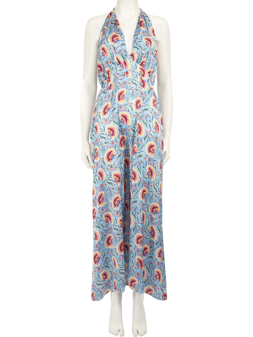 Paco Rabanne Pre-Owned Floral Print Maxi Halter Neck Dress