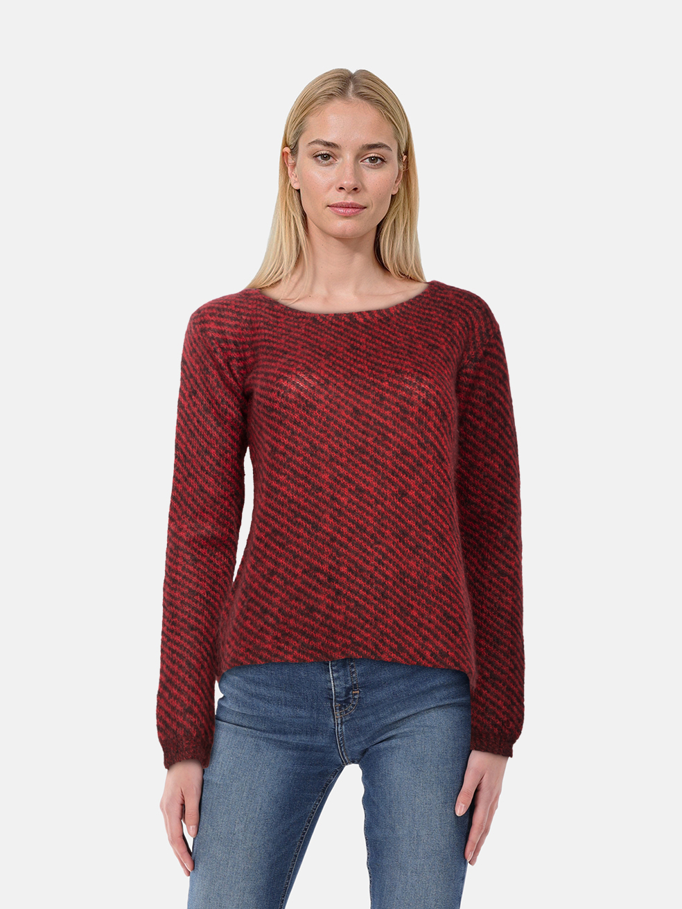 Prada Red & Black Mohair Striped Sweater