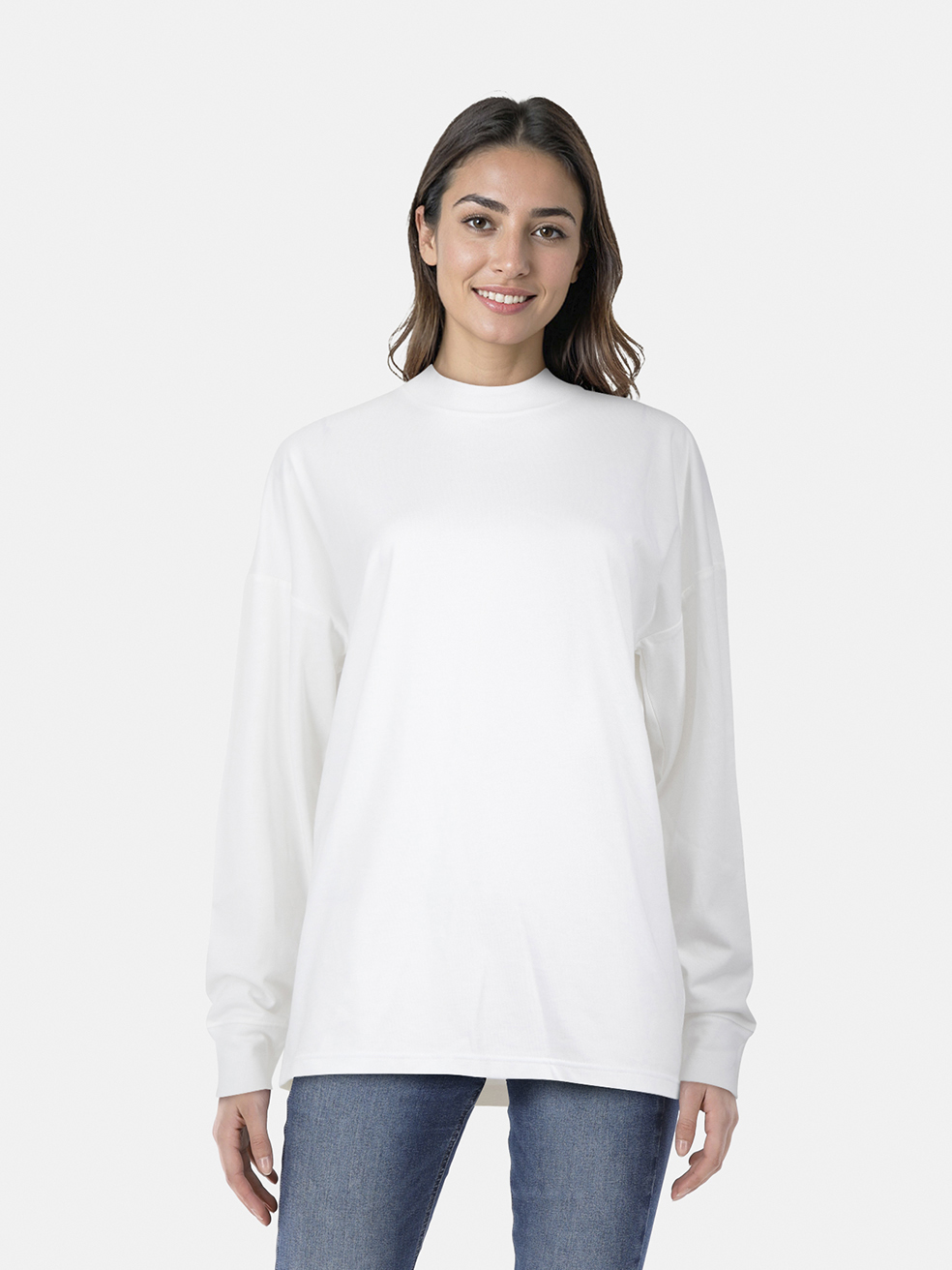 The Row White Long Sleeve Mock Neck Top