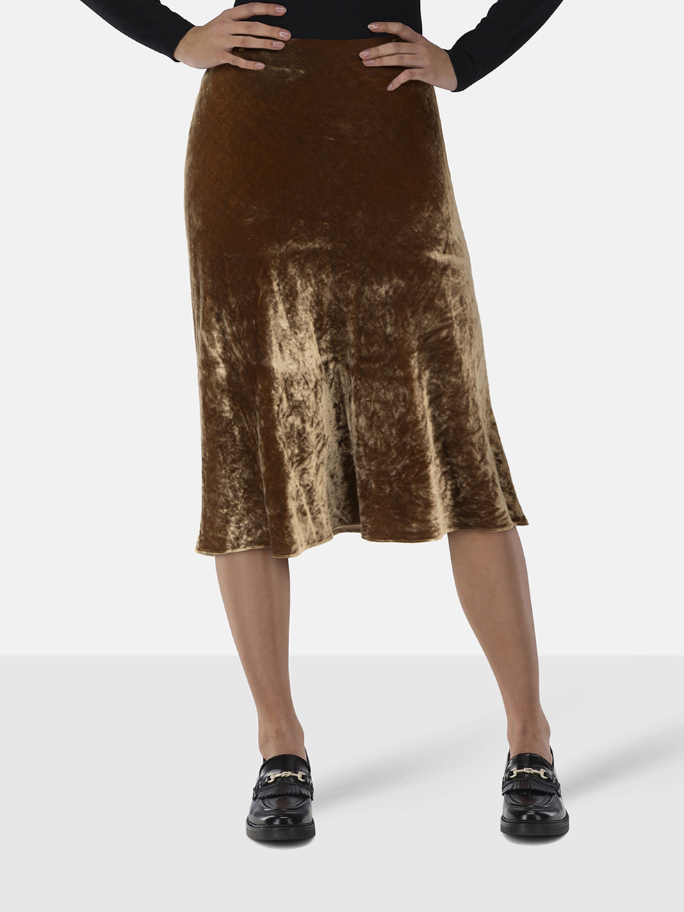 Vince Brown Velvet Midi Skirt