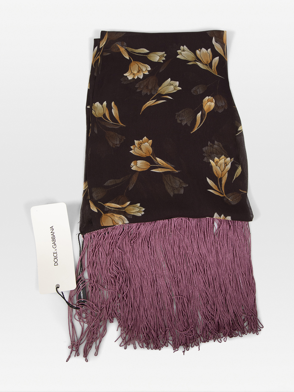 Dolce & Gabbana Brown & Pink Floral Scarf