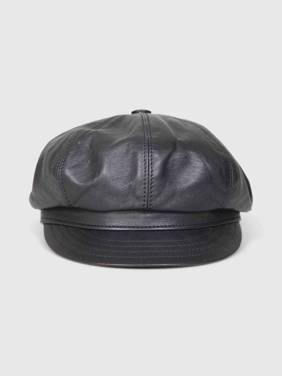 Borsalino  Black Leather Baker Hat