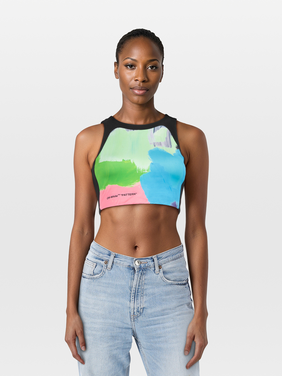 Off-White Pre-Owned Brush Stroke Pattern Crop Top