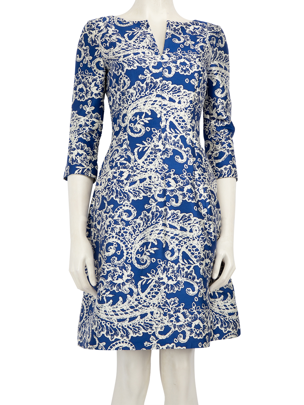 Oscar de la Renta Pre-Owned Blue Silk Abstract Pattern Dress