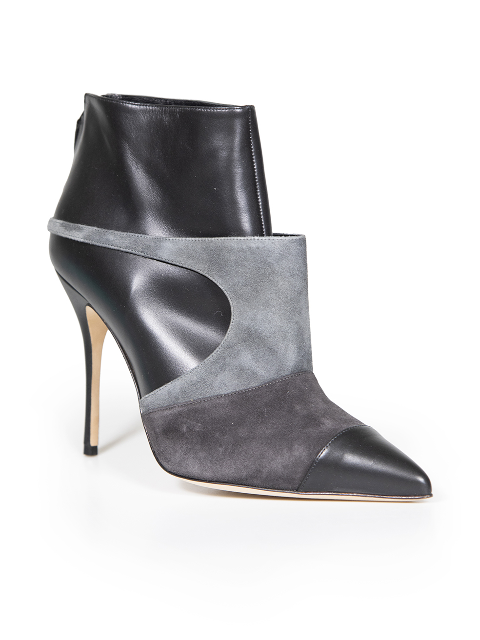 Manolo Blahnik Black Cut-Out Panel Ankle Boots