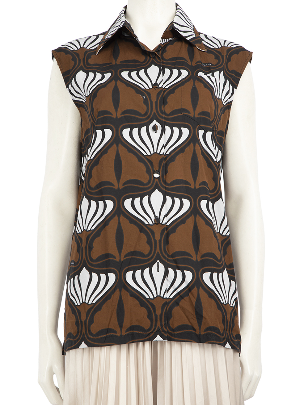 Prada Pre-Owned Brown Abstract Patterned Sleeveless Top