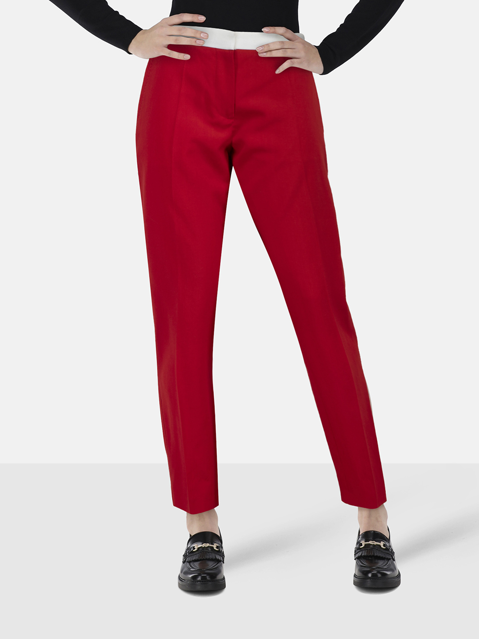 Burberry Red Wool Slim Trousers