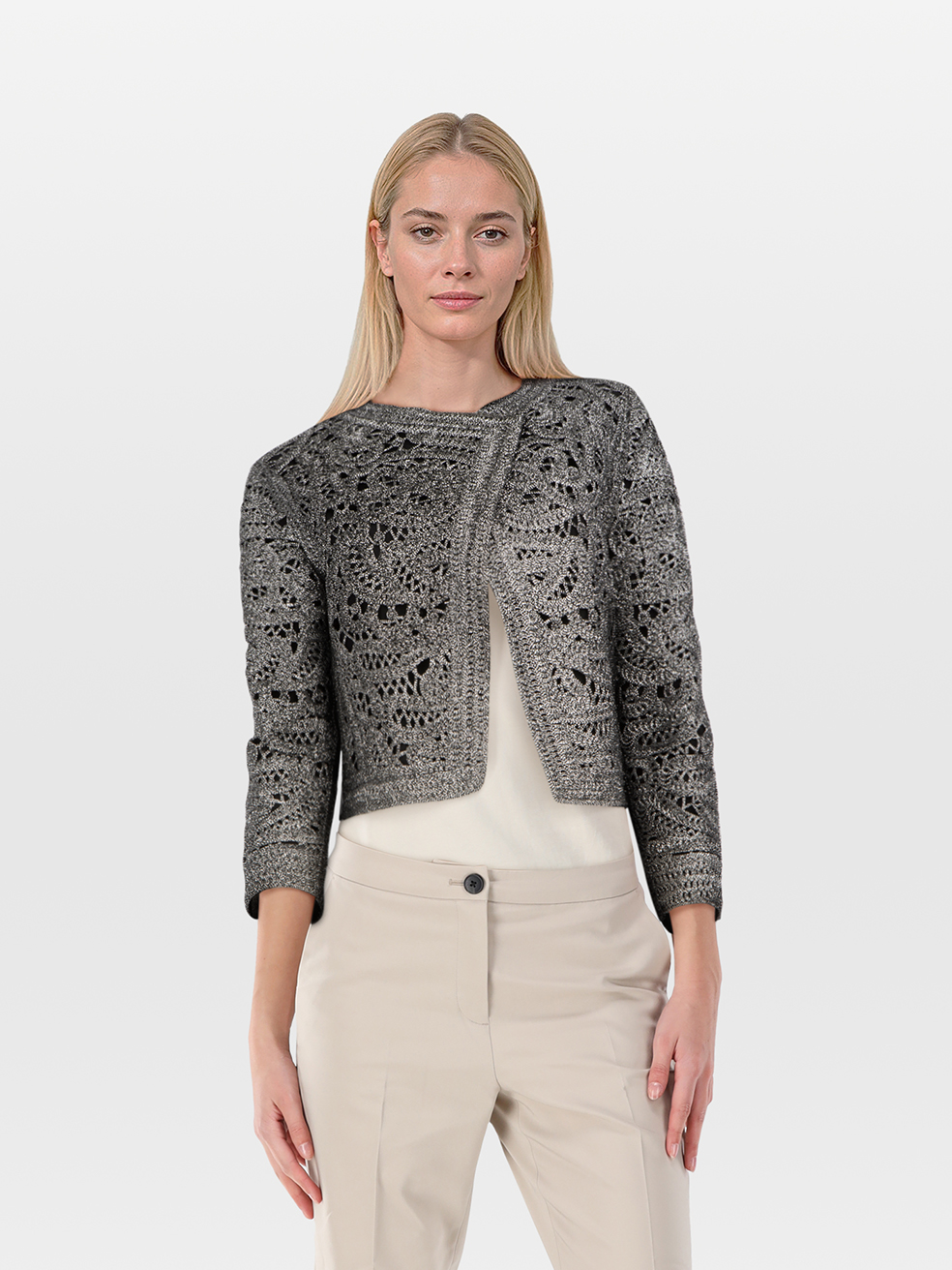 Maje Pre-Owned Silver Metallic Short Length Jacket