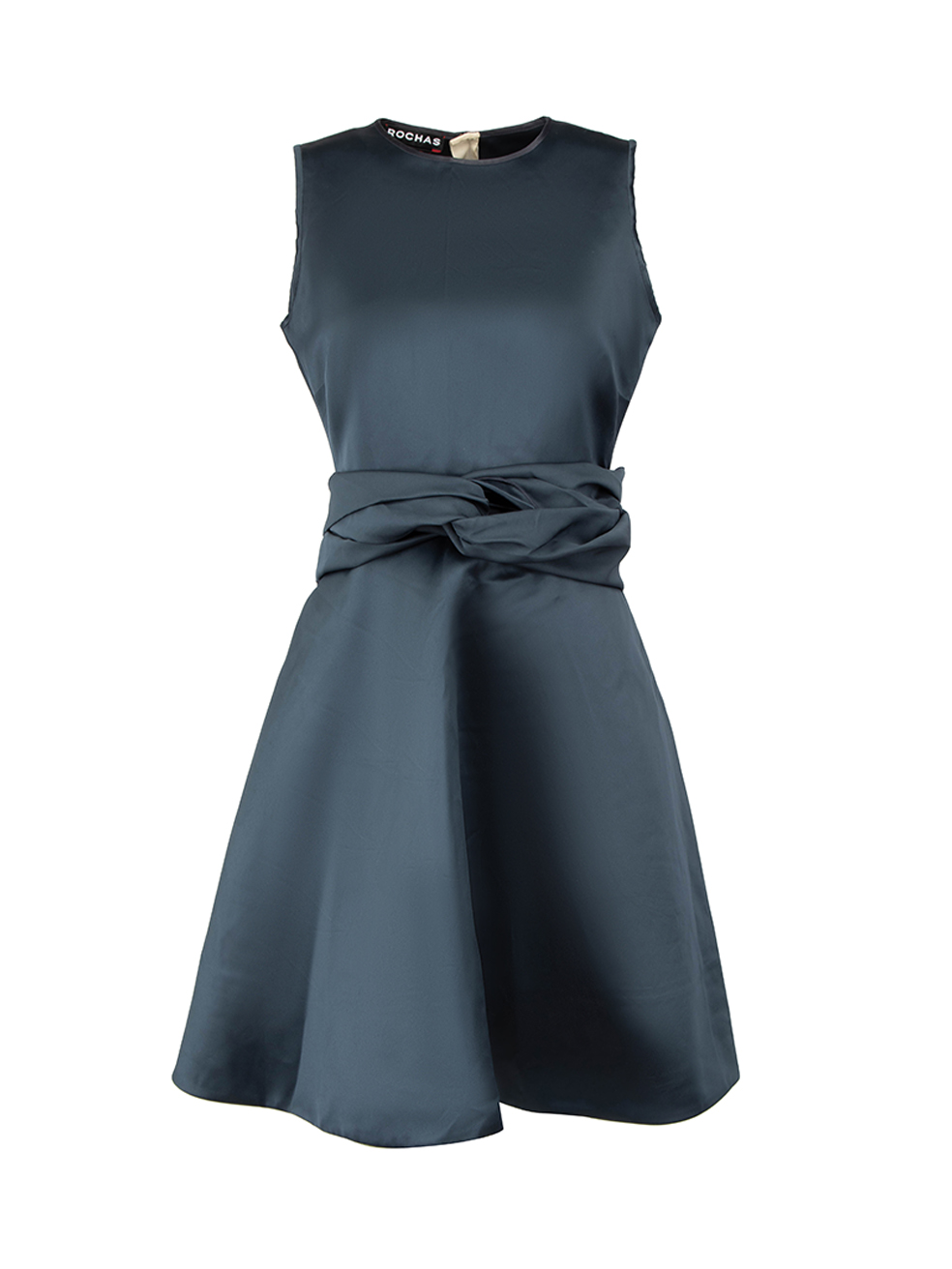 Rochas Pre-Owned Navy Belted Knee-Length Dress