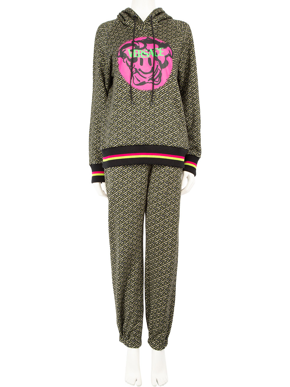 Versace Pre-Owned Khaki Graffiti Medusa Logo Tracksuit Set