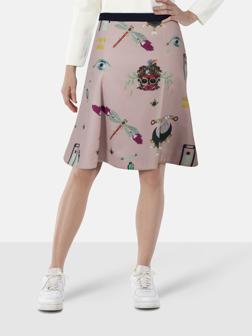 Mary Katrantzou Pink Abstract Knee Length Skirt