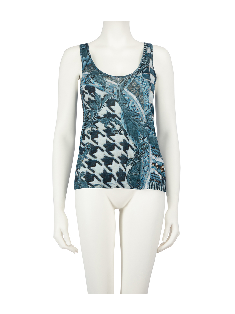 Balmain Pre-Owned Blue Printed Tank Top