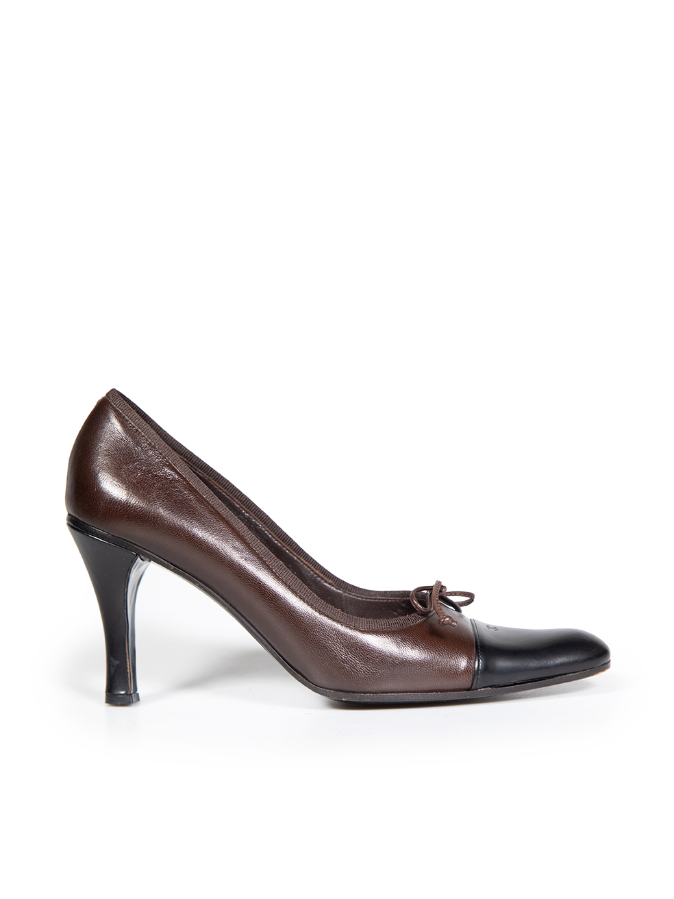 Chanel Pre-Owned Brown Leather Pointed Toe Bow Pumps