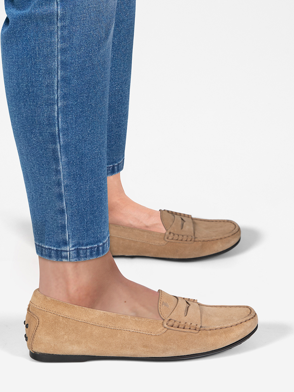 Tod's Pre-Owned Beige Suede Gommino Loafers