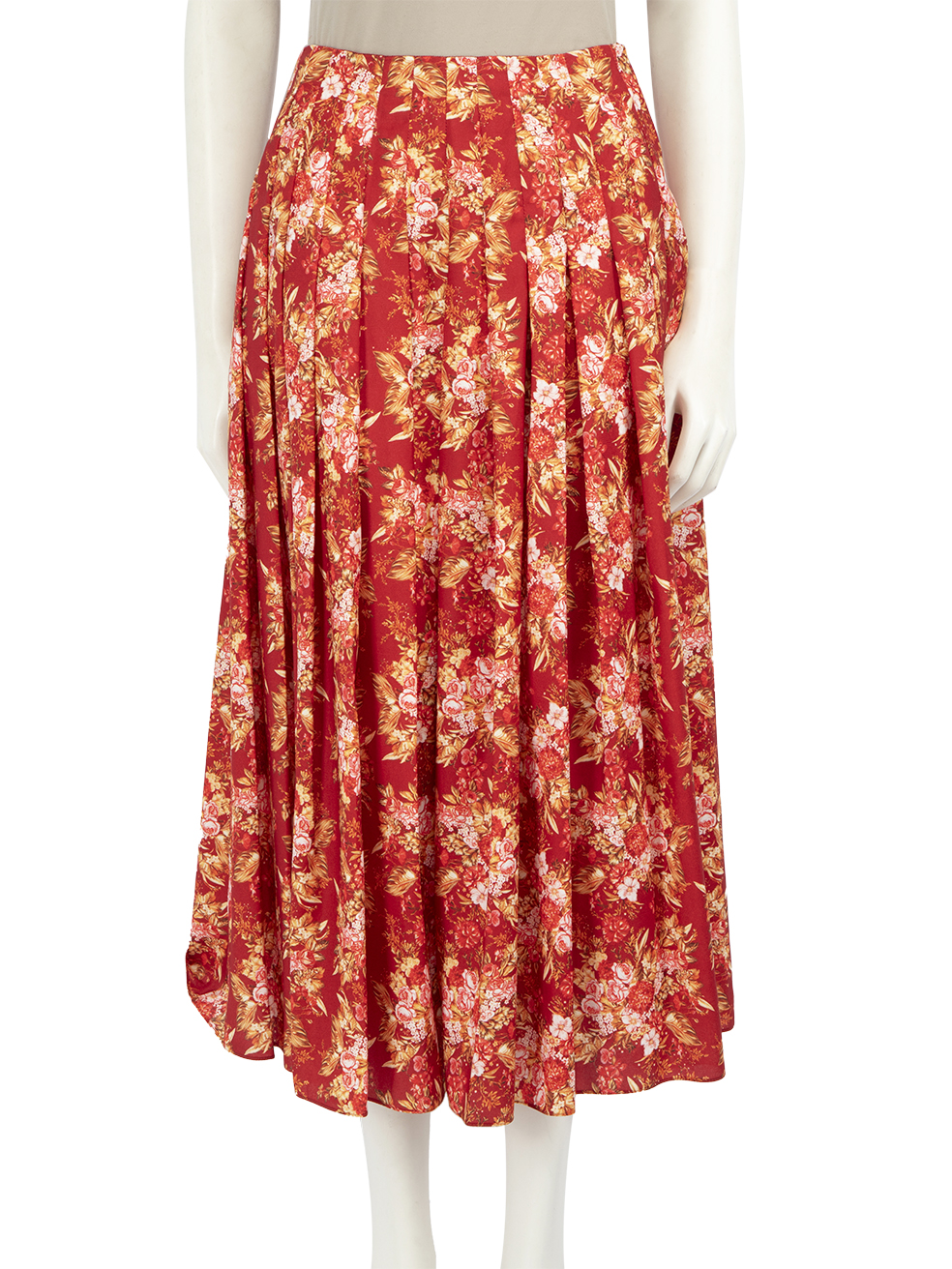 Emilia Wickstead Pre-Owned Red Wool Floral Pleated Skirt