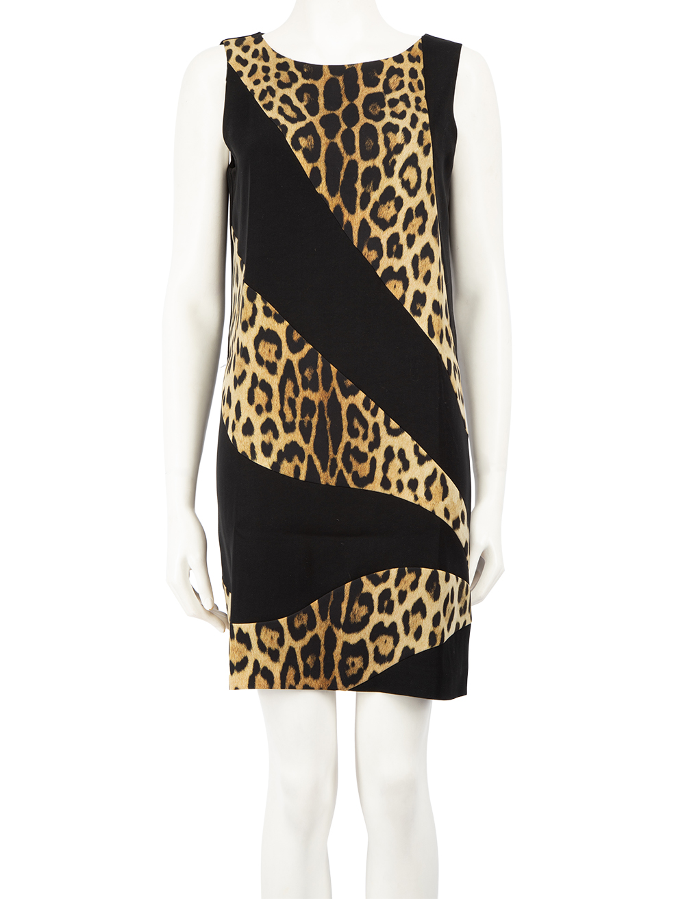 Moschino Pre-Owned Moschino Cheap & Chic Black & Leopard Print Panel Mini Dress