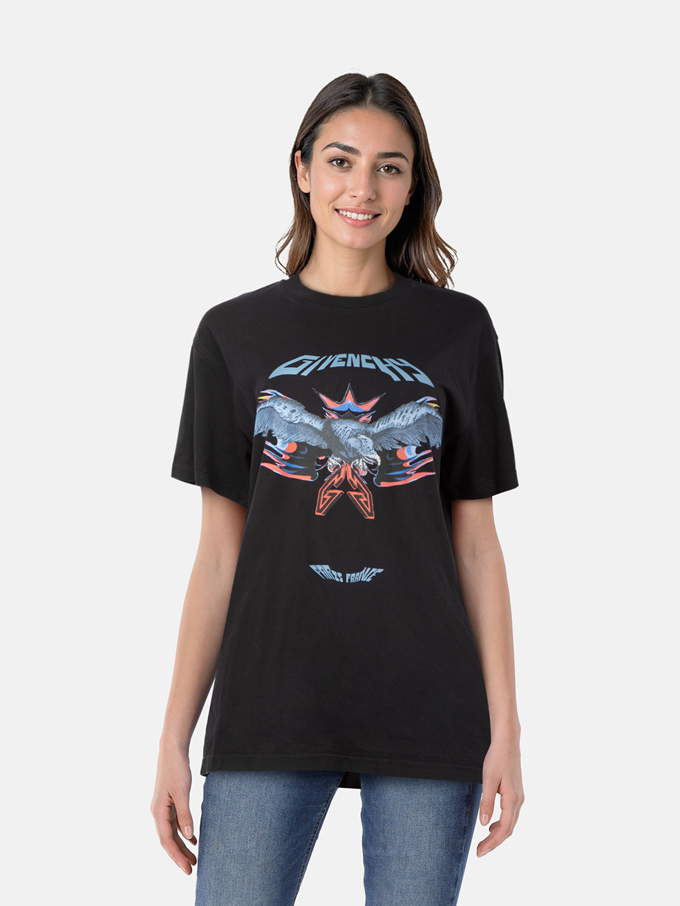 Givenchy Women's Black Graphic Eagle Logo Print T-Shirt