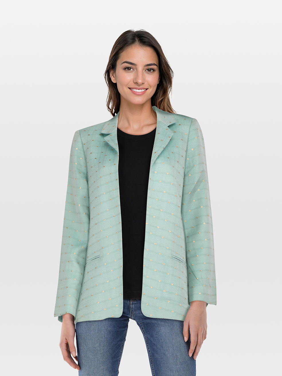 Zadig & Voltaire Pre-Owned Blue & Gold Heart Pattern Blazer