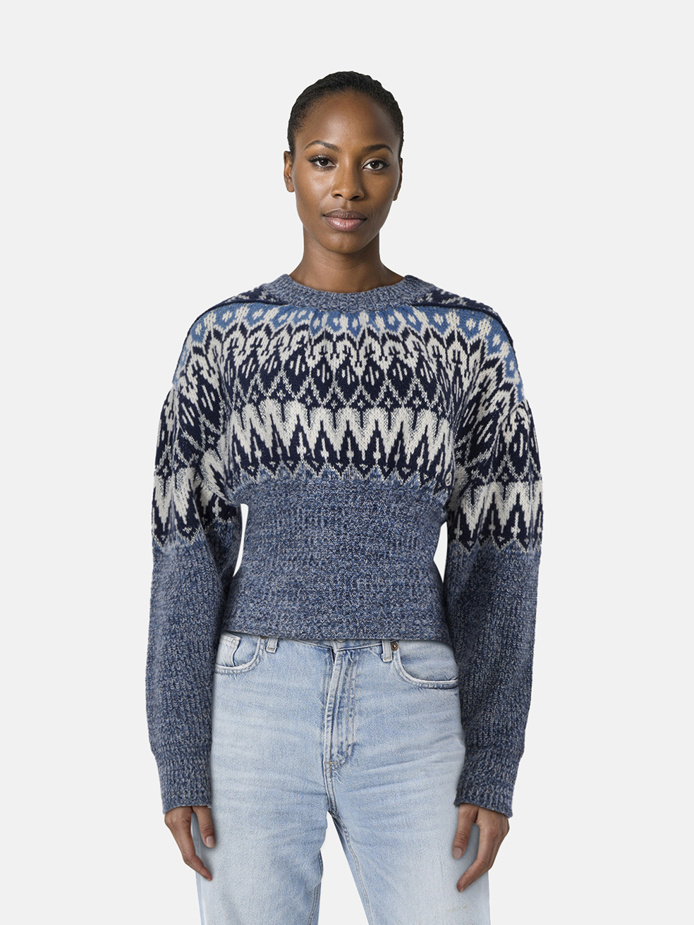 Paco Rabanne Blue Wool Icelandic Jumper