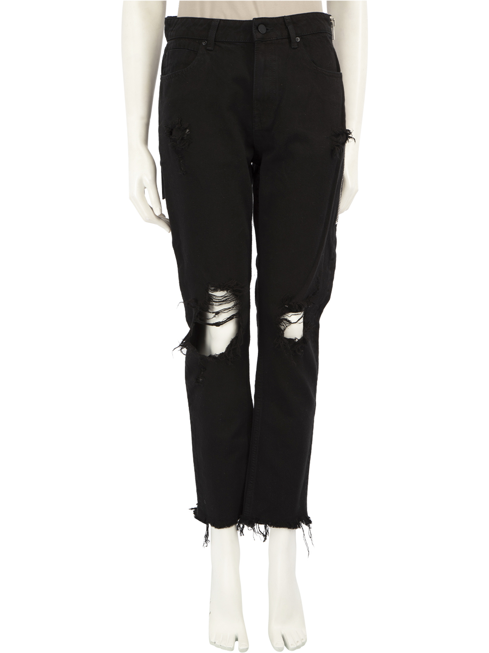 Alexander Wang Black Denim Zip Detail Ripped Jeans