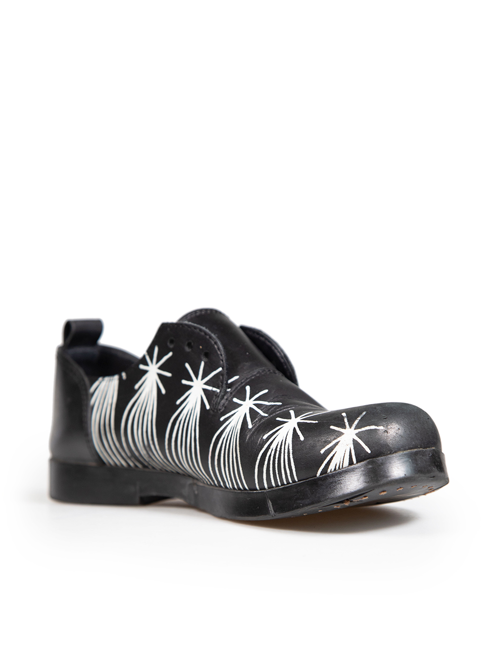 Marsell Black Leather Graffiti Printed Shoes