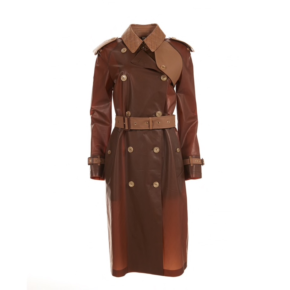 Crocodile trench coat in brown