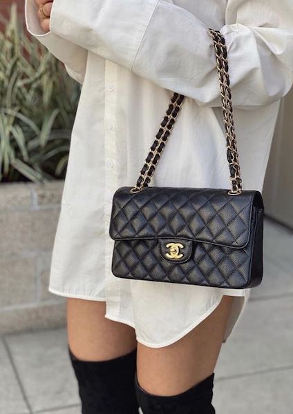 chanel small double flap caviar black