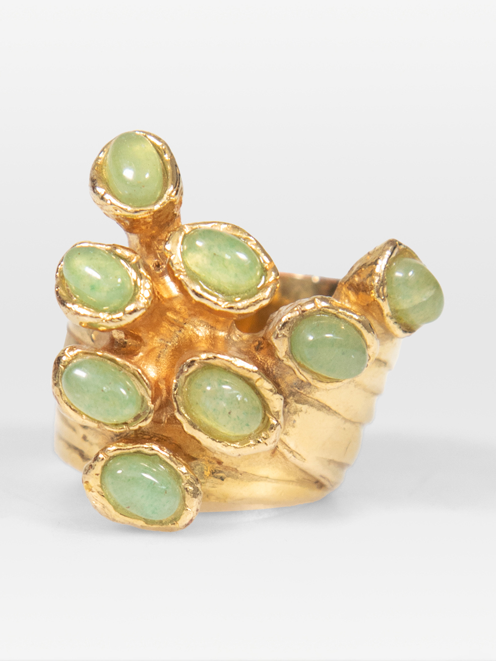 Saint Laurent Pre-Owned Gold Stone Set Chunky Ring