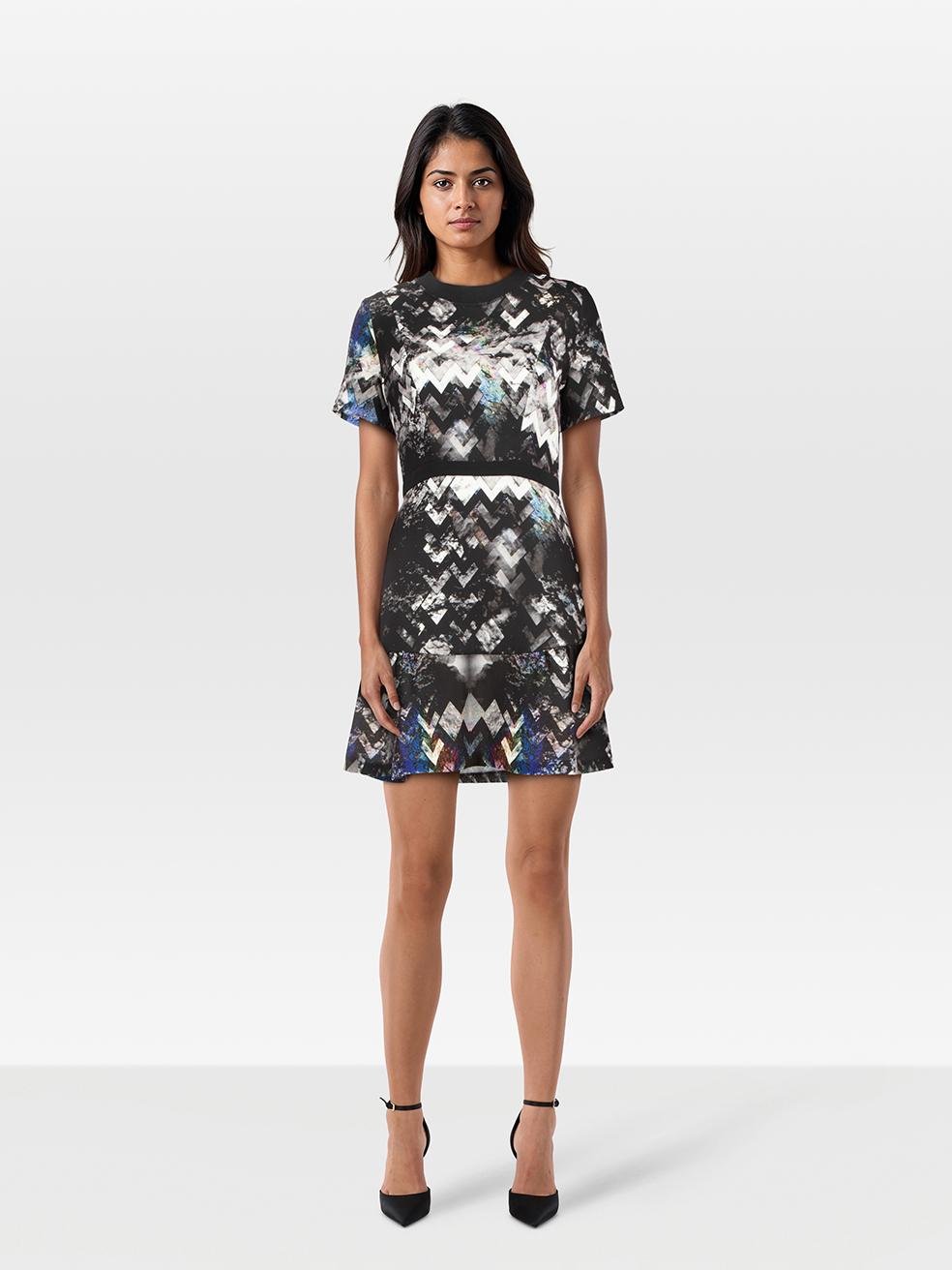 Sandro Abstract Pattern Flared Mini Dress