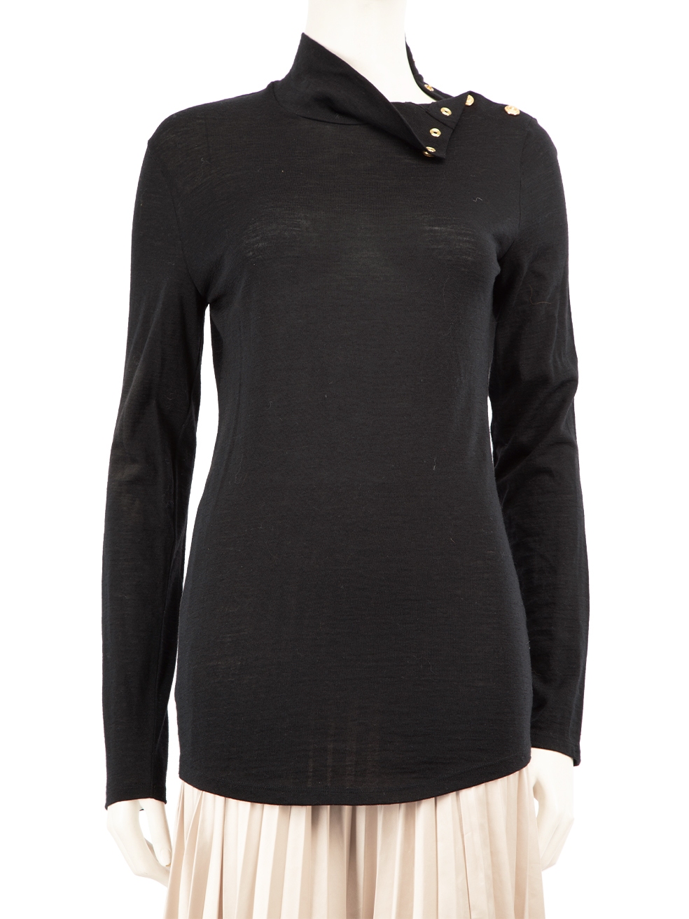 Balmain Pre-Owned Black Button Detail Turtleneck Jumper