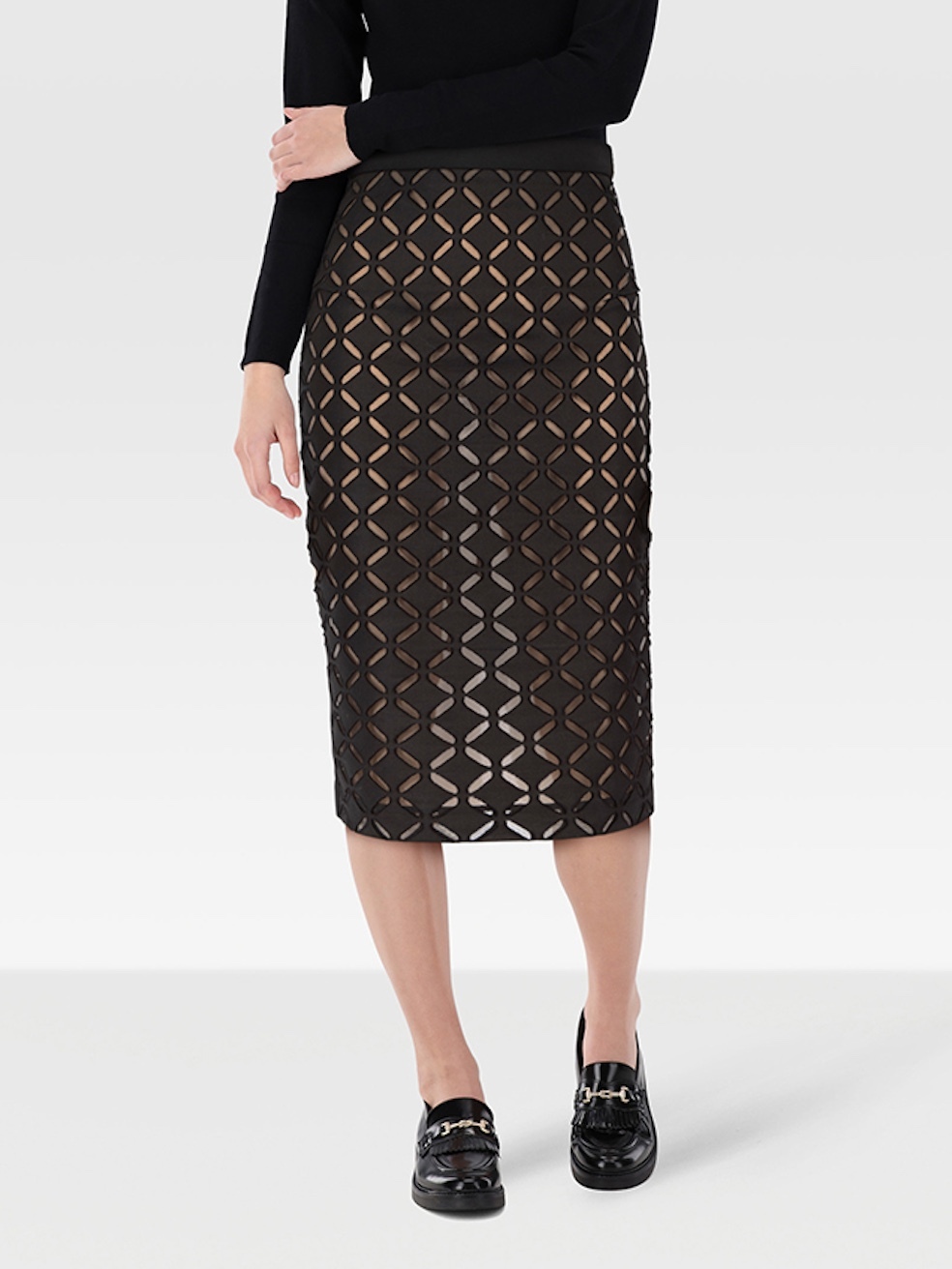 Roland Mouret Pre-Owned Black Mesh Cut Out Skirt