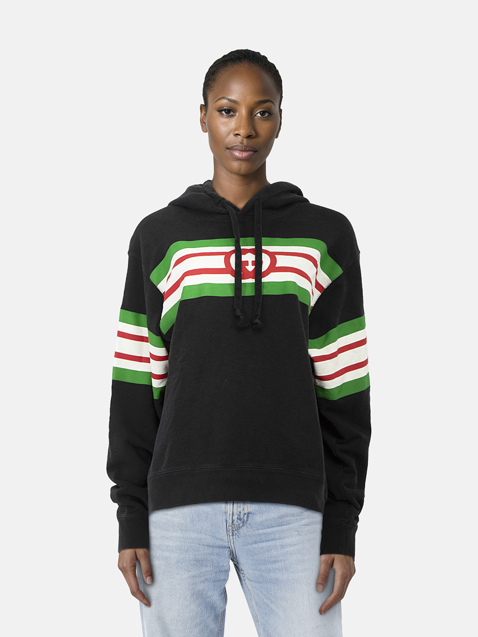 Gucci Black Interlocking GG Stripe Hoodie