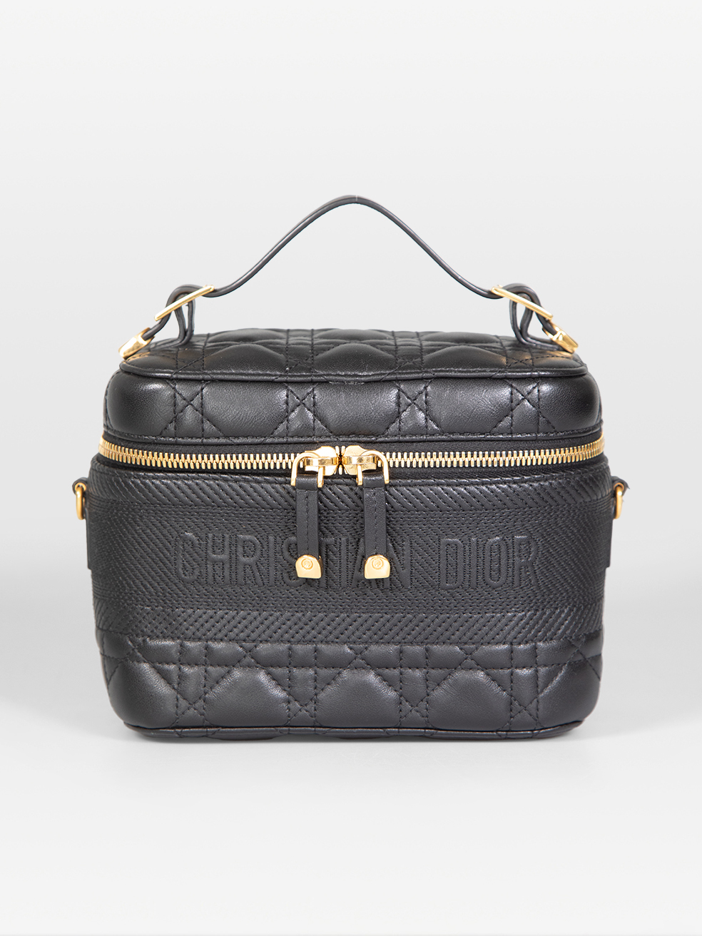 Dior Pre-Owned 2020 Black Leather Cannage DiorTravel Vanity Bag