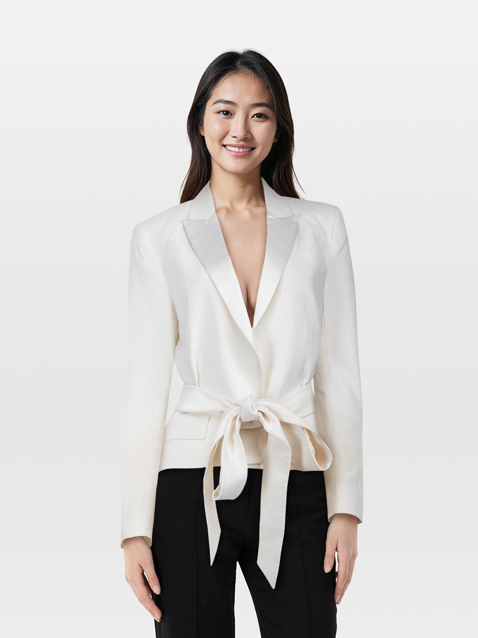 Alexandre Vauthier Pre-Owned White Belt Tie Blazer