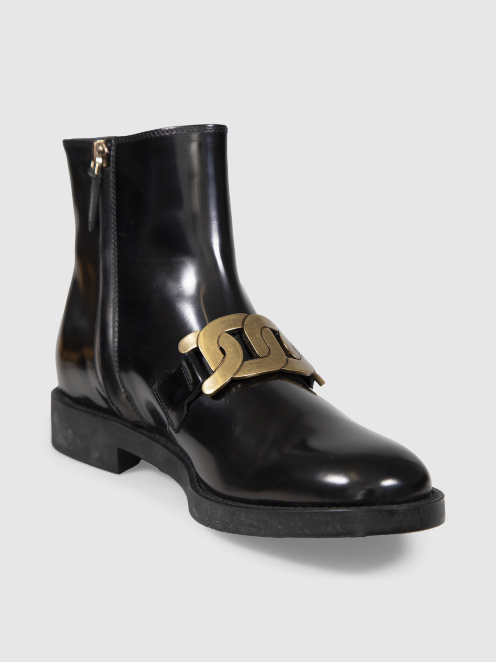 Tod's Brown Leather Chained Ankle Boots