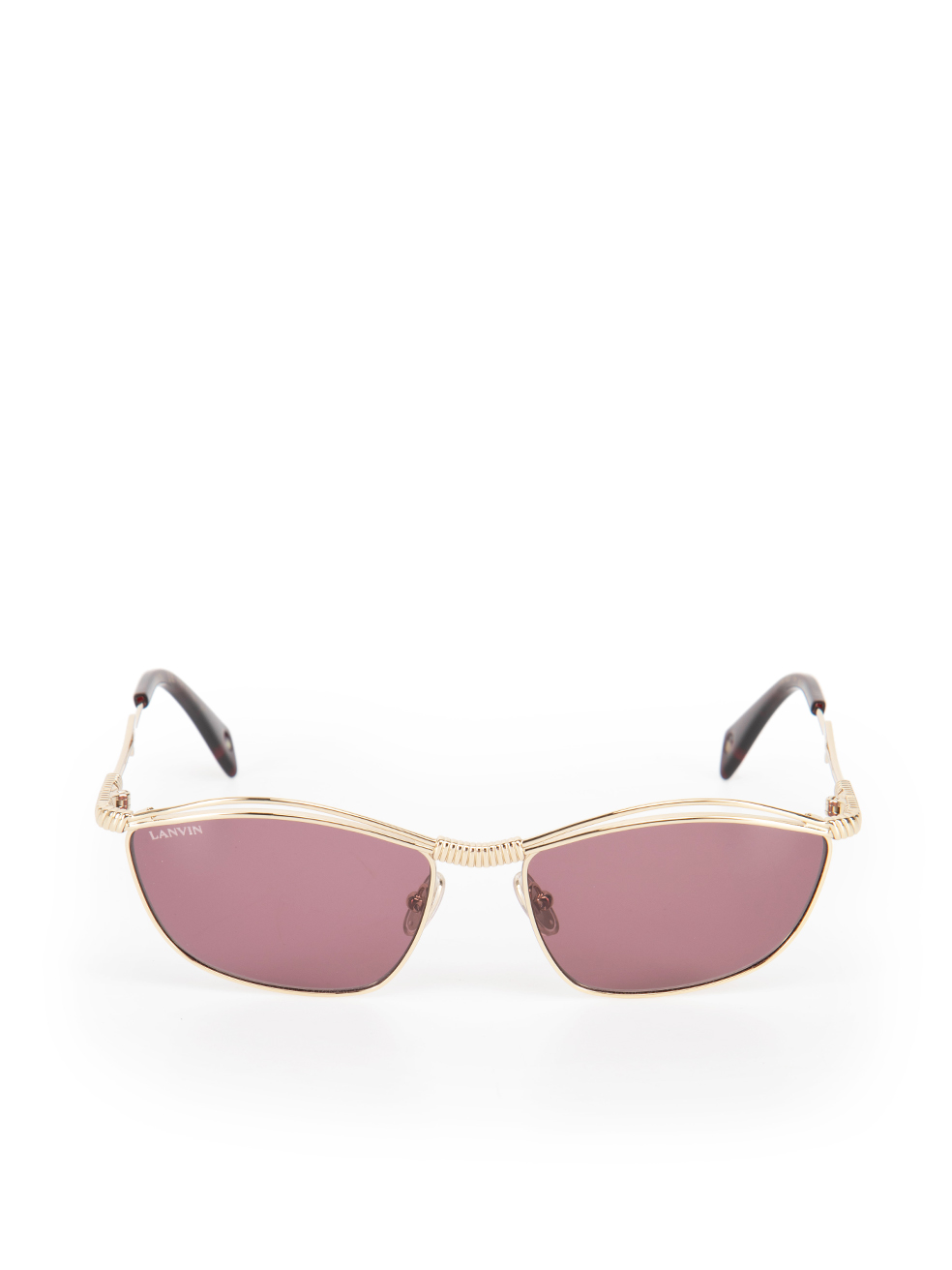 Lanvin Gold & Ruby Tinted Oval Sunglasses