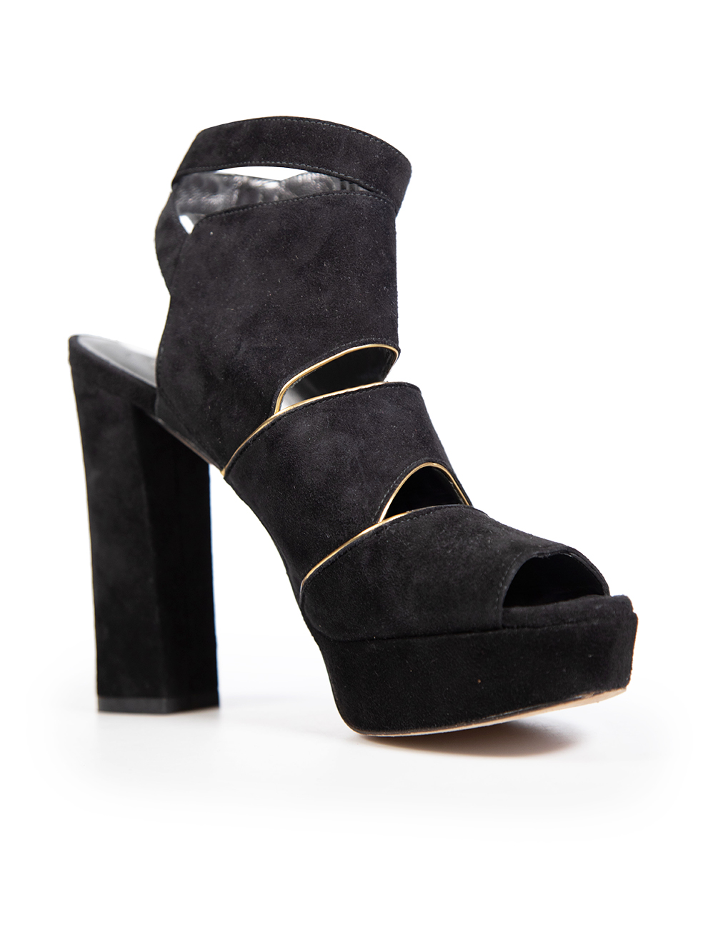Stuart Weitzman Women's Black Suede Strap Heels