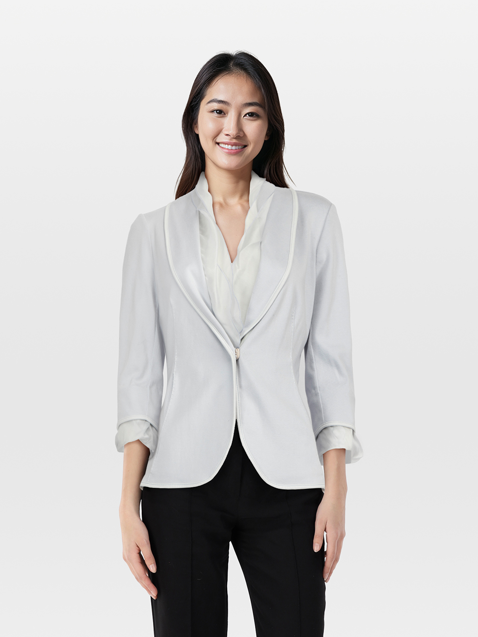 Salvatore Ferragamo Pre-Owned Blue Ruffle Trim Jacket