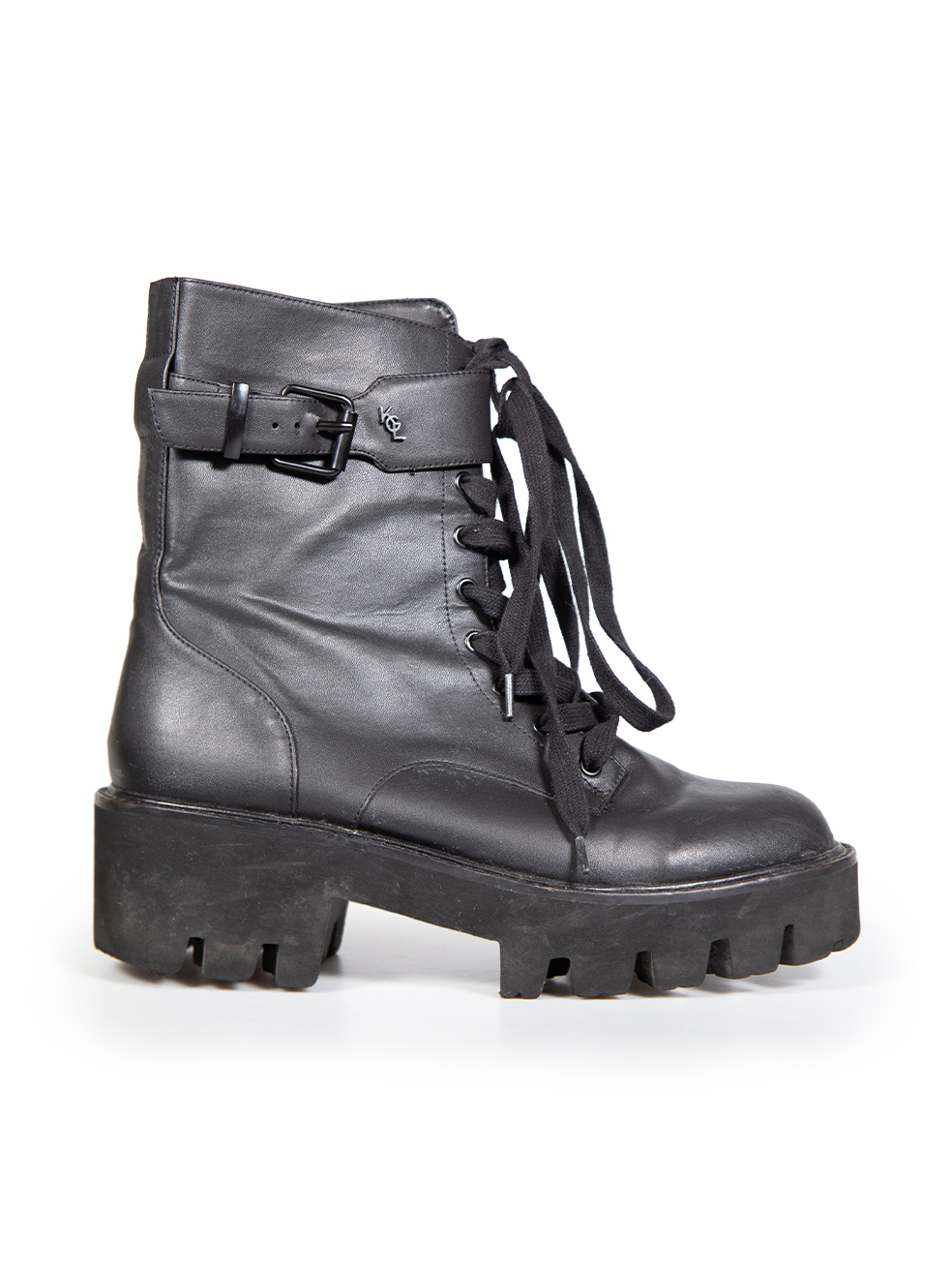 Kurt Geiger Pre-Owned Black Vegan Leather Combat Boots