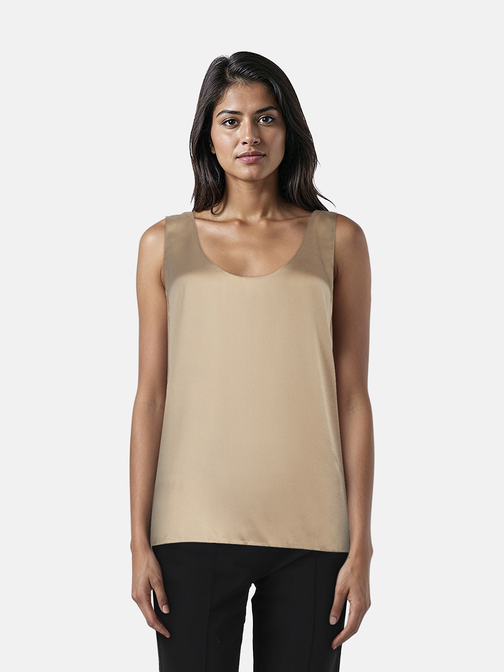 Vince Beige Silk Tank Top