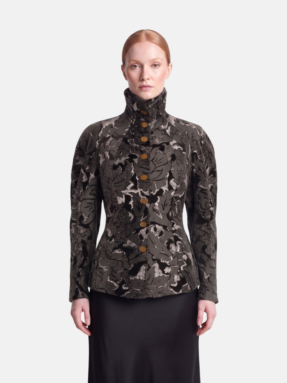 Vivienne Westwood Grey Leaf Pattern Velvet Jacket
