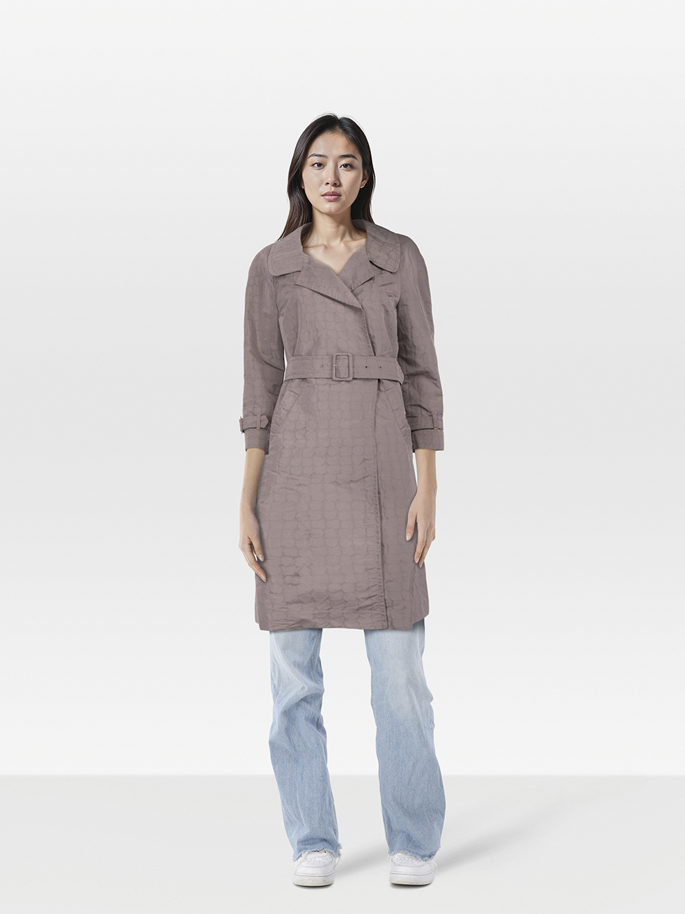 Prada Pre-Owned Purple Silk Abstract Embossed Trench Coat