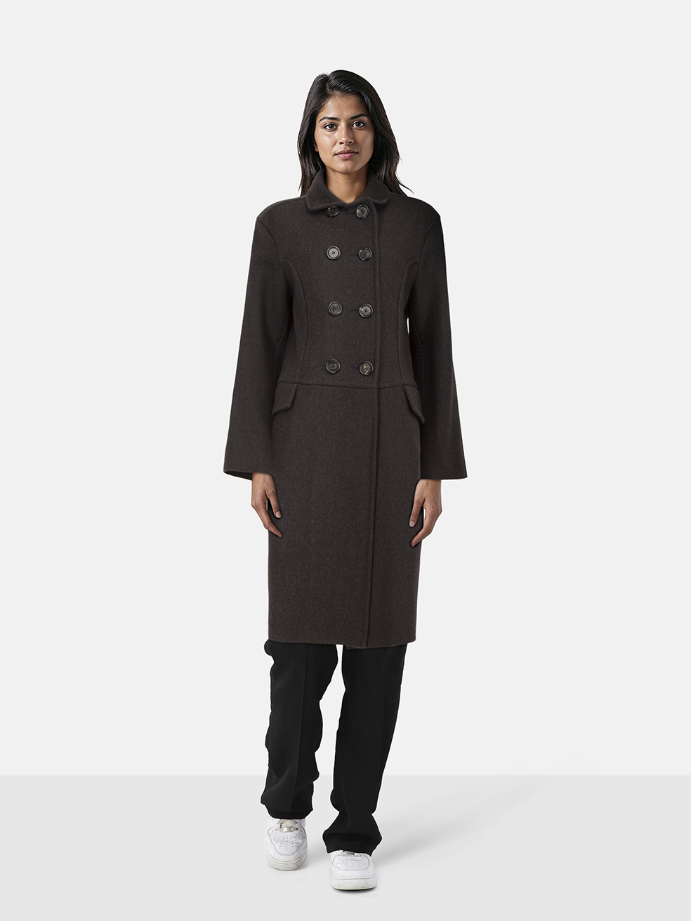 Bottega Veneta Women's Brown Wool Double Breasted Coat
