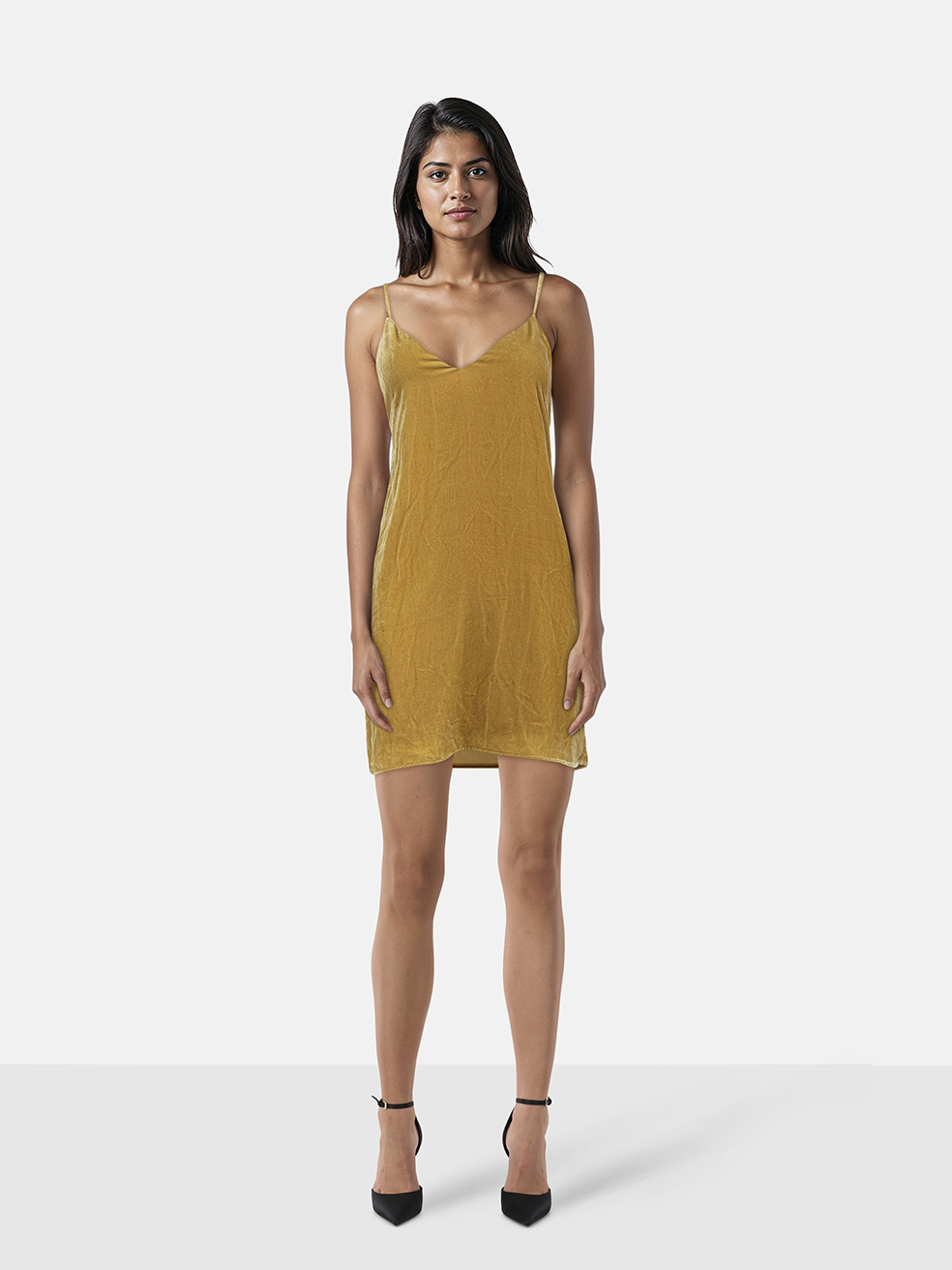 Reformation Mustard Yellow Velvet Mini Dress