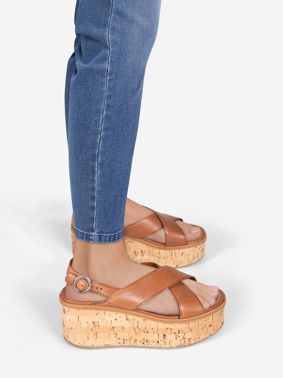 Prada Pre-Owned Brown Leather Wedge Flatform Sandals