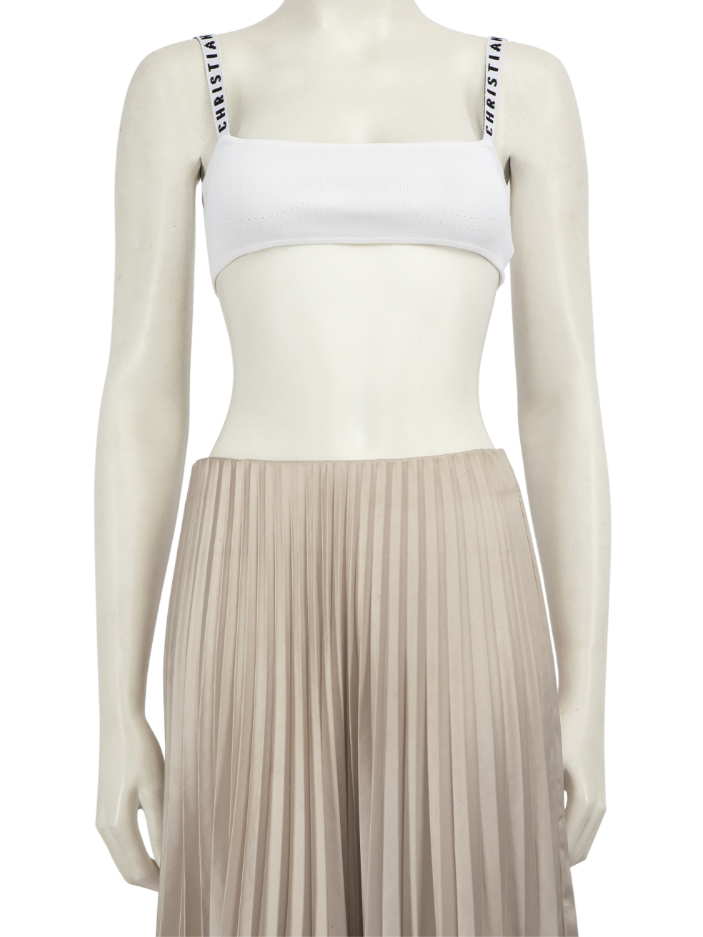 Dior Pre-Owned White J?adior Logo Embroidered Bralette Top