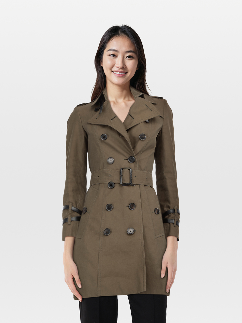 Burberry Pre-Owned Khaki Double Breasted Trench Coat